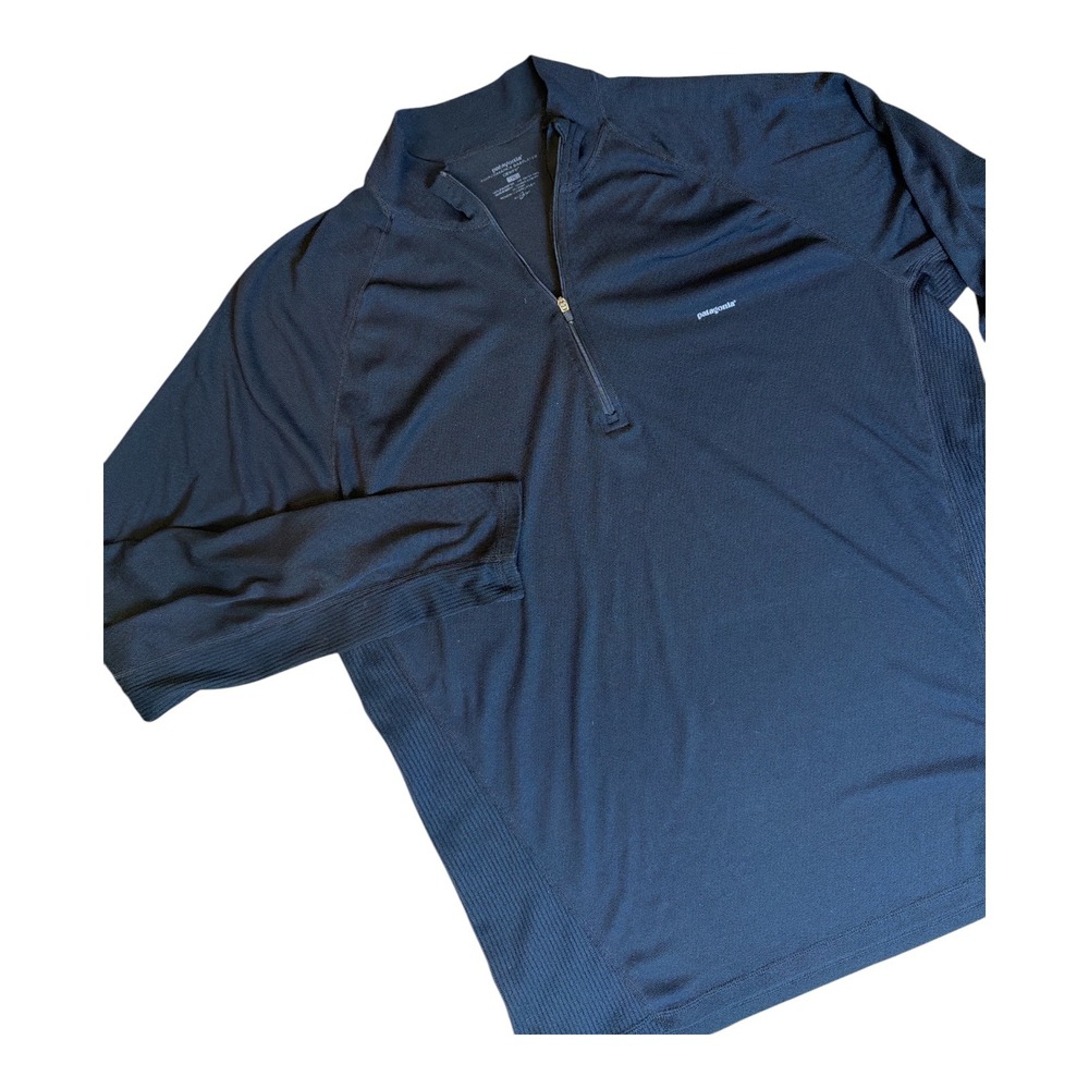 Patagonia Mens Capilene Performance Baselayer Black Quarter Zip Pullover Large